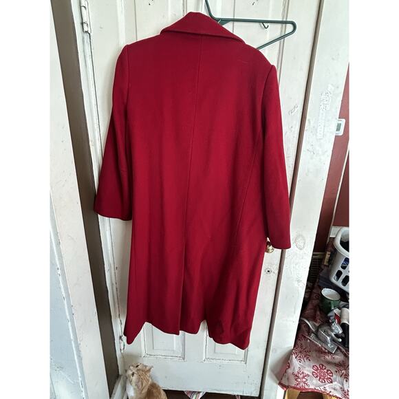 Forecaster of Boston Made In USA Red 100% Wool Long Maxi Coat Women's Size 13/14 - Picture 7 of 7